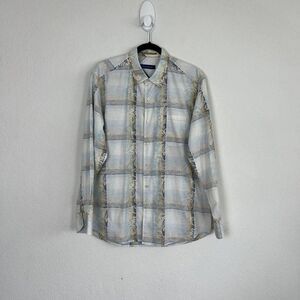 Tommy Bahama Button Up Mens Medium Paisley Long Sleeve Shirt Silk Cotton Blend